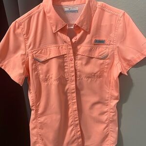Coral pink Columbia PFG fishing shirt